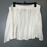 White Boho Peasant Skirt One Size Cotton Elastic Waist Flowy Summer Beach Photo 0