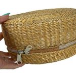 Romar Corp 90's Coastal Round Woven Rattan Clutch Purse Straw Handbag Neutral Tan Photo 7