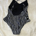 Cupshe  Women’s One Piece Swimsuits Black & White Stripe Swimwear M NWOT Photo 7