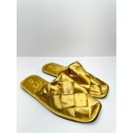 Sam Edelman Slipper Mules 6.5 Gold Slip On Round Toe Woven Satin Finish Shoes Photo 3