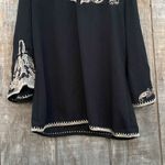 Dress Barn Black Embroidered Long Sleeve Blouse Size M Photo 2