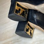 Tory Burch  gigi boots Black Leather Suede Knee High Boots Gold Logo Heel Size 9M Photo 4