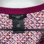 Ann Taylor Petite Short Sleeve Knit Top with Printed Layered Hem Size SP Purple Photo 2