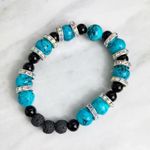 Aromatherapy Lava Stone Handmade Beaded Bracelet Blue Photo 6