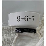 ZARA Shirt Womens Large White Off Shoulder Eyelet Ruffle Sleeve Button Crop Top Photo 4