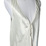 Minimal Ivory Satin Midi Slip Dress Button Front Go Softly 1X Photo 1