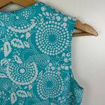 Talbots  Turquoise Floral Sleeveless Collared Shirt Dress Small Stretch Preppy Photo 1