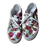 Vans  Floral Rose Blue Plaid Tie Lace Sneakers Shoes Size 8.5 Womens Photo 2