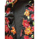 Laura Ashley  Blazer Jacket Large Women Black Zip Collared Polka Dots Floral Photo 3