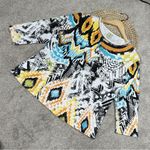 Jess & Jane Sun Art Print Rhinestone Multiprint Artsy 3/4 Sleeve Shirt Top L White Size L Photo 0