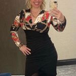 Lavishly Paris Nwt,  Women’s Chain Print Plunging Neck Ruched Bodycon Dress Photo 9