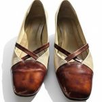 California Magdesian Vintage Cream Ivory Beige Burgundy Brown Leather Pump 6M Size 6 Photo 0