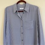 Equipment  Femme Navy and White Gingham Silk Button Down Blouse Size Small Photo 2