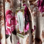 Boohoo NWT PrettyLittleThing Belted Midi Dress Womens 12 Pink Floral Satin Cocktail Photo 5