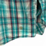 Ariat  REAL Plaid Western Button Up Shirt Turquoise Purple Womens Large Photo 4