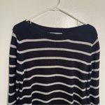 Karen Scott Boatneck Sweater Black Silver Stripes M Photo 1