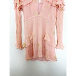 For Love & Lemons Gilded Star Mini Dress Size Medium Pink Silk Ruffle Cocktail Photo 11