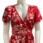 Superdry  Vintage Mini Wrap Red Floral Dress Size 4 Photo 3