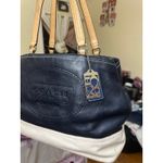 Coach New York Leather Womens Purse Handbag Blue White Satchel Handle Bag Photo 9