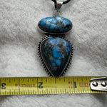 Turquoise Natural Gemstone 925 Silver Plated Gemstone Pendant Necklace Blue Photo 4