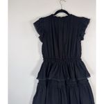 TALULAH Womens Dress Black Mini Layered Ruffle Swiss Dot V Neck Fit Flare Small Photo 6