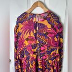 Farm Rio Pink Floral Yellow Fruit Dream Long Sleeve Tiered Mini Dress L Photo 8