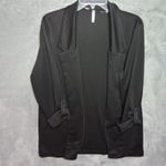 Massini Womens Large Black Cardigan Open Front Roll Tab sleeve Photo 1