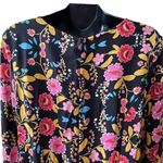 EXPRESS  Floral Long Sleeve Multicolor Black Romper V-Neck Cross Ties Women’s 10 Photo 7