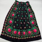 Vintage UMI COLLECTIONS Black Pink Rose Appliqué Cardigan & Silk Skirt Set Med Photo 2
