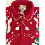 Heirloom Collectibles VTG Snowman Holiday Novelty Cardigan Teacher Red XMAS XL Photo 1