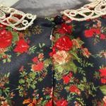 Vintage Breli II Dress Navy Blue Red Floral Size M Lace Collar Midi Belt Pleated Size M Photo 7