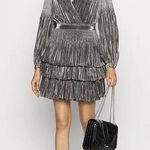Claudie Pierlot Short Silver Pleated Dress Size 8 Photo 0