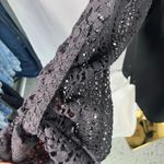 Skies Are Blue  Black Blouse XLP Lace Crochet Sleeve‎ Back Detail Classic Career Photo 3