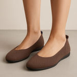 Rothy's Max Square Ballet Flats in Maple (Mocha Mousse Color) Micro Check Size 8 Brown Photo 0