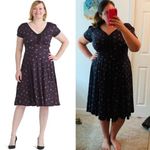 Unique Vintage  Gwynnie Bee black floral‎ print fit and flare midi dress, M Photo 1