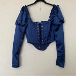 House Of CB  'Dana'‎ Navy Puff Sleeve Corset NWOT Photo 4