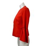 ZARA Women's Red Open Front Ruffle Long Bell Sleeve Blazer Coat Jacket Size S Photo 1