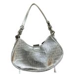 ALDO  Faux Croc Print Shoulder Bag Handbag Purse Zippers Silver Y2K Photo 1