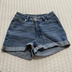 American Eagle AE Blue Demin High Rise Crossover Mom Shorts Sz 00 Cuffed Photo 10