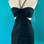 Reformation NWT Mairwen Linen Mini Dress Black Cut Out Halter Party LBD Size 0 Photo 2