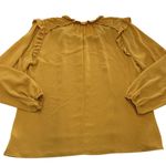 Andree by Unit Blouse Womens Small Yellow Long Sleeve Ruffle Neck Pullover Top Photo 1