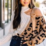 Andrée NWT Bold Adventures Camel Brown Leopard Sweater Small Photo 0