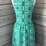 Francesca's Green & White Patterned Flare Dress Photo 2