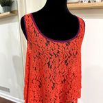 Lucca Couture Burnt Orange Sheer Lace Tank Top with Purple Piping Women's Size Medium Photo 2