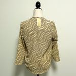Michael Kors Ivory Gold Chain Print Surplice Hi Lo 3/4 Sleeve V Neck Top Small Photo 5