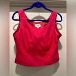Le Suit VTG 80s Petite Fuchsia Pink Floral Jacquard Sleeveless Crop Top Blouse Photo 1
