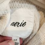 Aerie  Cream Long Sleeve Cropped Cotton Knit Pullover Hoodie Sweatshirt Small Photo 6