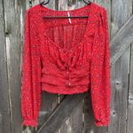Free People EUC  Lolita Red Floral Top Size Small Photo 3