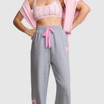Love Shack Fancy  x PINK Wide Leg Sweatpants Gray Heather Lolipop Pink XXL Long NWT Photo 0