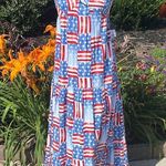 Crown & Ivy 4th of July Maxi Dress Spaghetti Strap Red White Blue Photo 7